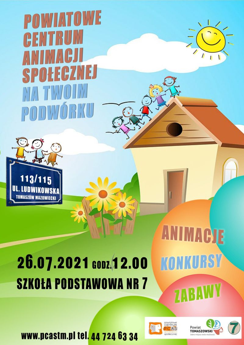 Na zdjęciu: plakat promujący „PCAS na twoim podwórku” na terenie Szkoły Podstawowej nr 7 Na zdjęciu: plakat promujący „PCAS na twoim podwórku” na terenie Szkoły Podstawowej nr 7