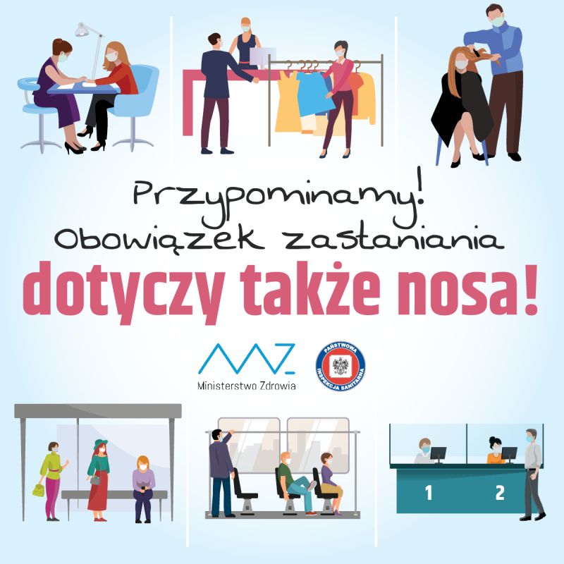 Przypominamy o obowiązku zasłaniania ust i nosa!