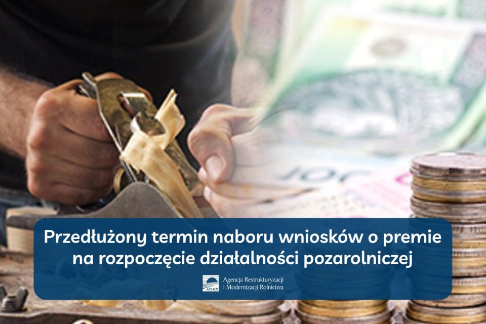 Na zdjęciu: ulotka ARiMR informująca o przedłużonym terminie naboru wniosków o premie na rozpoczęcie działalności pozarolniczej 