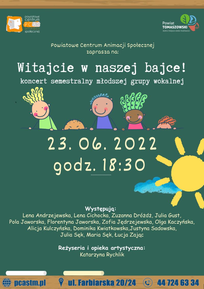 Na zdjęciu: plakat PCAS informujący o koncercie „Witajcie w naszej bajce”