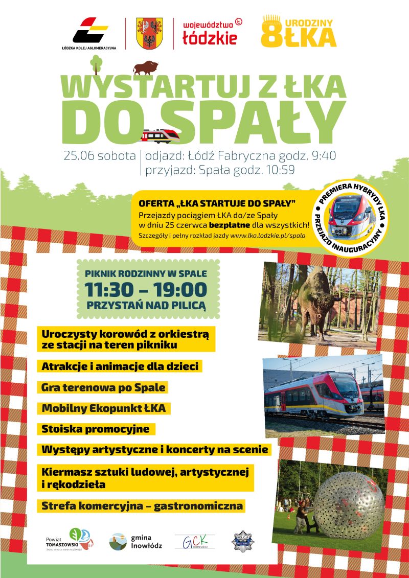 Na zdjęciu: plakat informujący o Pikniku Rodzinnym w Spale, który odbędzie się w sobotę, 25 czerwca 2022 roku, 