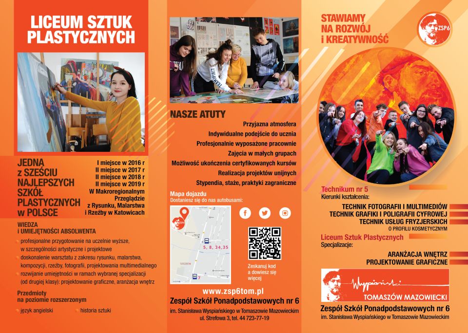 Na zdjęciu: oferta edukacyjna Liceum Sztuk Plastycznych  przy  ZSP nr 6 w Tomaszowie Mazowieckim na rok szkolny 2021/2022. 