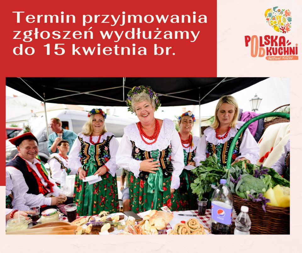 Na zdjęciu; ulotka informująca o przedłużonym do 15 kwietnia 2022 roku terminie zapisów do ogólnopolskich konkursów dla Kół Gospodyń Wiejskich Na zdjęciu; ulotka informująca o przedłużonym do 15 kwietnia 2022 roku terminie zapisów do ogólnopolskich konkursów dla Kół Gospodyń Wiejskich