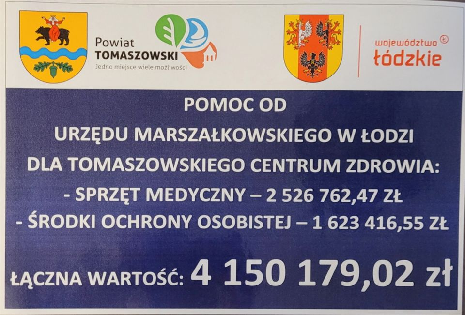 Zdjęcie z konferencji prasowej, dotyczącej pomocy udzielonej przez Urząd Marszałkowski w Łodzi dla Tomaszowskiego Centrum Zdrowia, która odbyła się w piątek, 3 grudnia 2021 roku, w sali konferencyjnej w Starostwie Powiatowym w Tomaszowie Mazowieckim