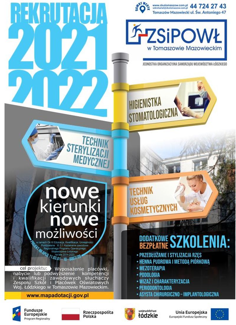 Na zdjęciu: plakat kierunków na rok szkolny 2021/2022 w Zespole Szkół i Placówek Oświatowych Województwa Łódzkiego  w Tomaszowie Mazowieckim