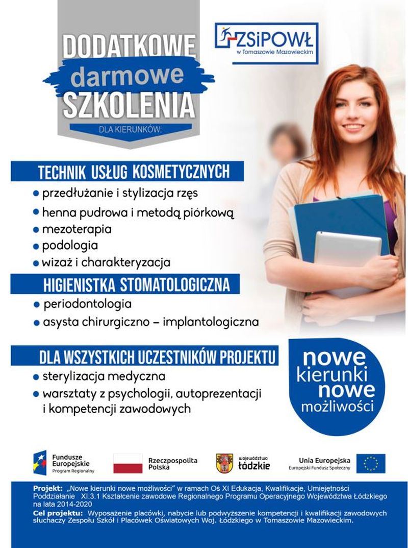 Na zdjęciu: ulotka kierunków na rok szkolny 2021/2022 w Zespole Szkół i Placówek Oświatowych Województwa Łódzkiego  w Tomaszowie Mazowieckim