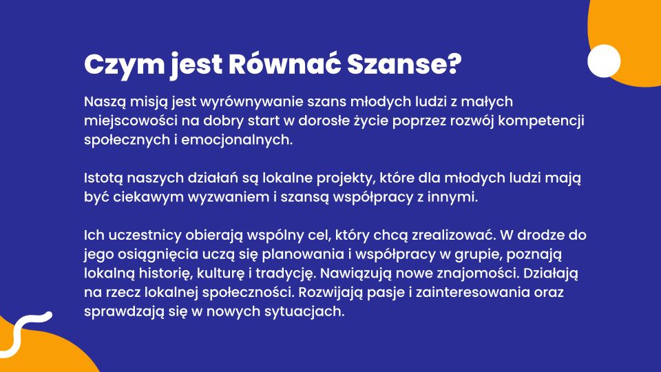 Na zdjęciu: plakat Programu  „Równać Szanse - Małe Granty”