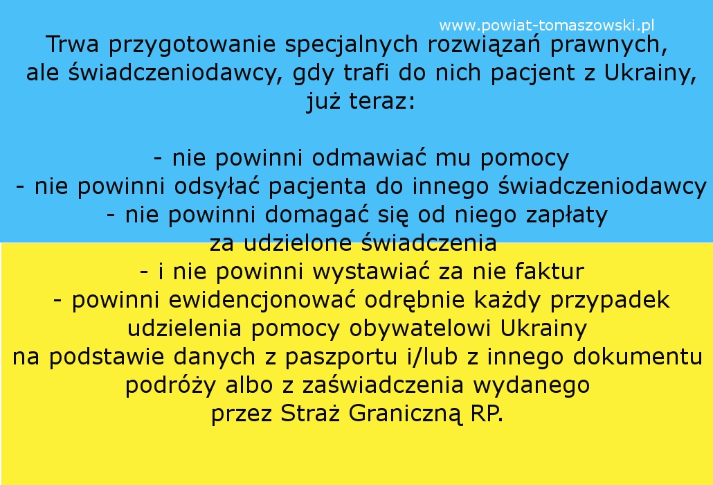 Na zdjęciu: ulotka informująca uchodźców z Ukrainy o możliwości korzystania z pomocy medycznej w Polsce