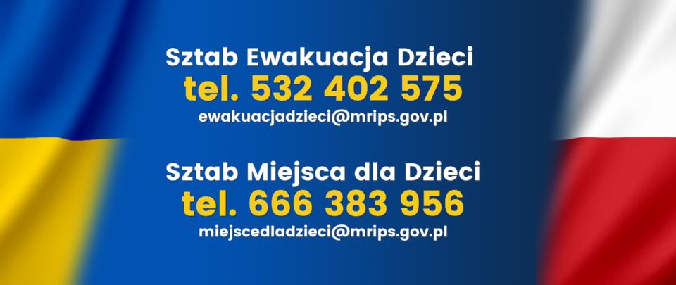 Na zdjęciu: informacja o sztabach MRiPS o sztabach do ewakuacji i rozlokowania w Polsce dzieci z Ukrainy