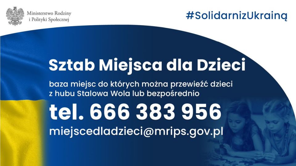 Na zdjęciu: informacja o sztabach MRiPS o sztabach do ewakuacji i rozlokowania w Polsce dzieci z Ukrainy