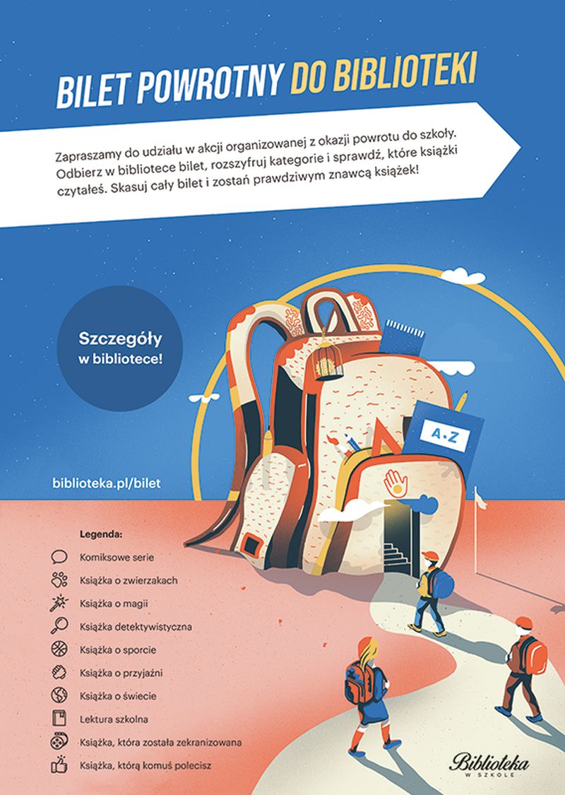 „Bilet powrotny do biblioteki” – Miejska Biblioteka Publiczna zaprasza do udziału uczniów klas 1 -3