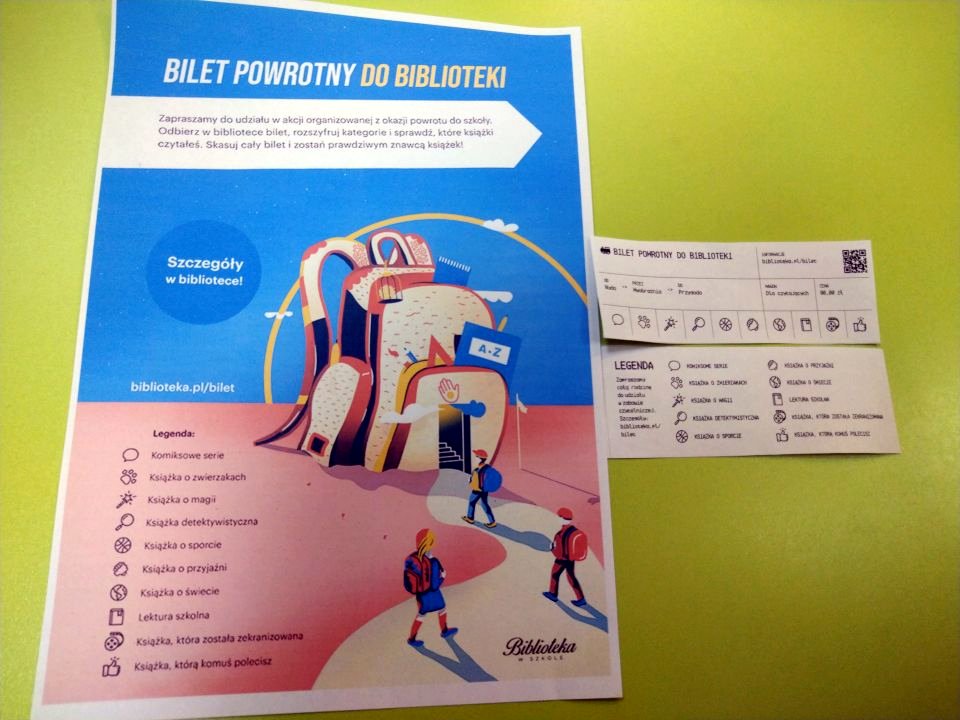 „Bilet powrotny do biblioteki” – Miejska Biblioteka Publiczna zaprasza do udziału uczniów klas 1 -3