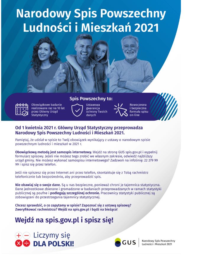Na zdjęciu: plakat Narodowego Spisu Powszechnego Ludności i Mieszkań 2021