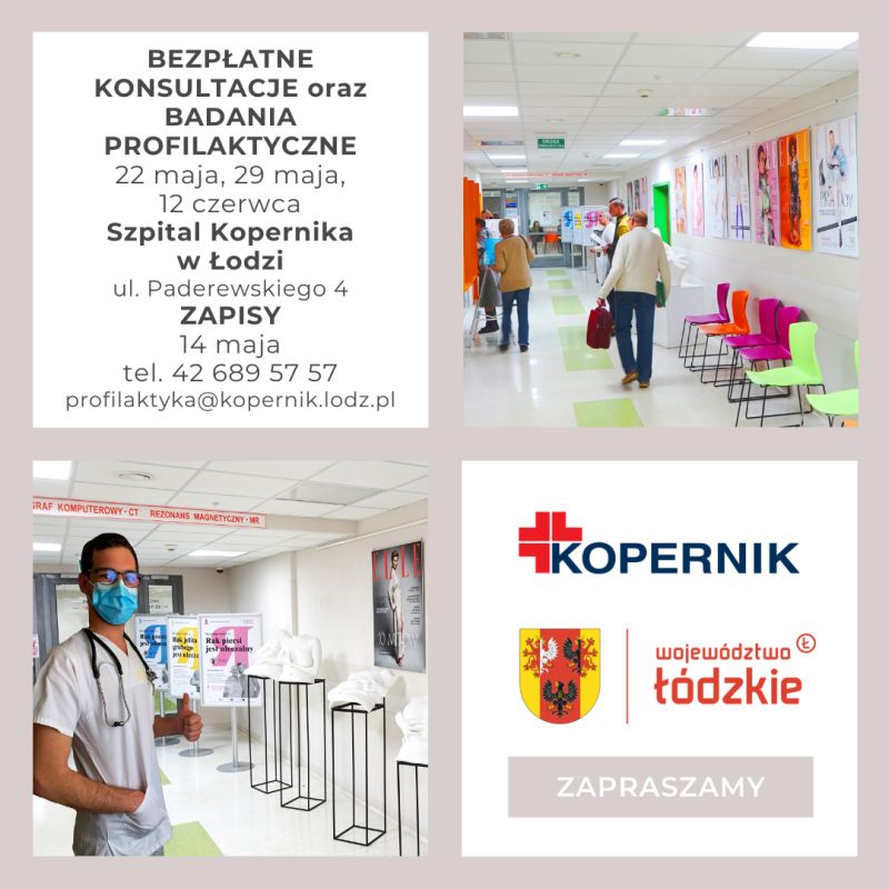 Na zdjęciu: plakat promujący bezpłatne badania onkologiczne dla osób w wieku 50+