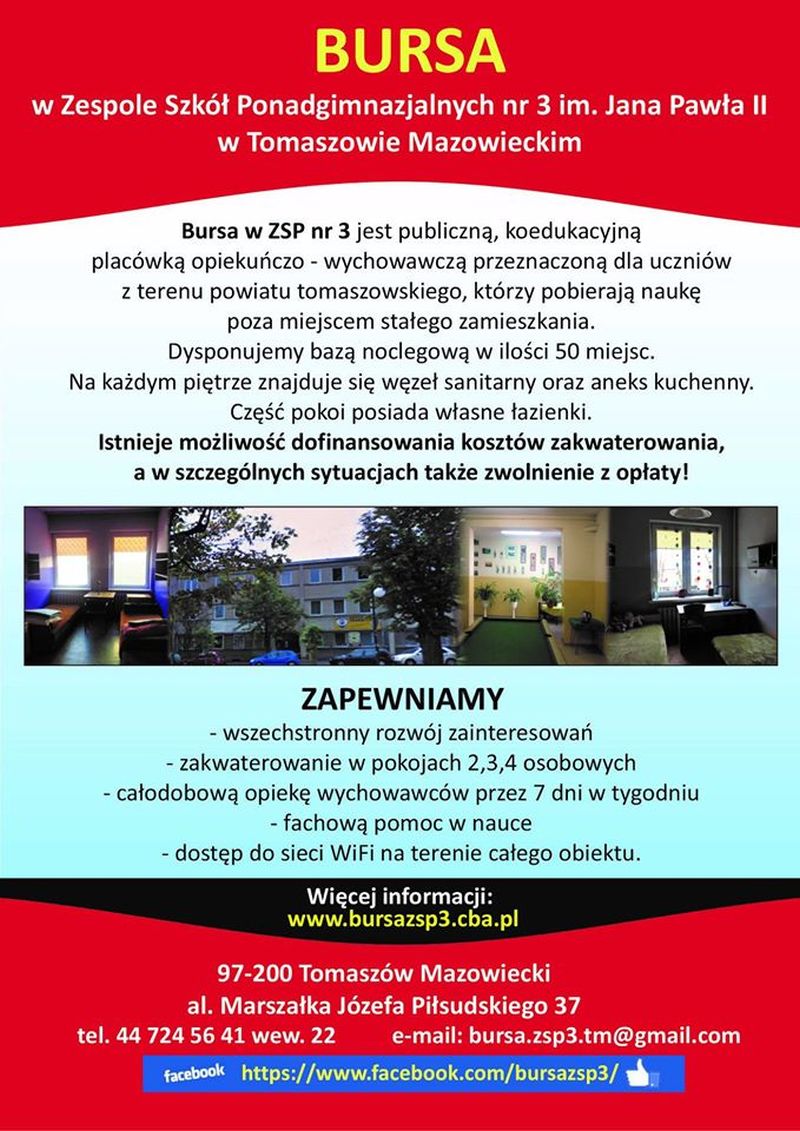 BURSA w ZSP nr 3 zaprasza uczniów w nowym roku szkolnym 2020/2021
