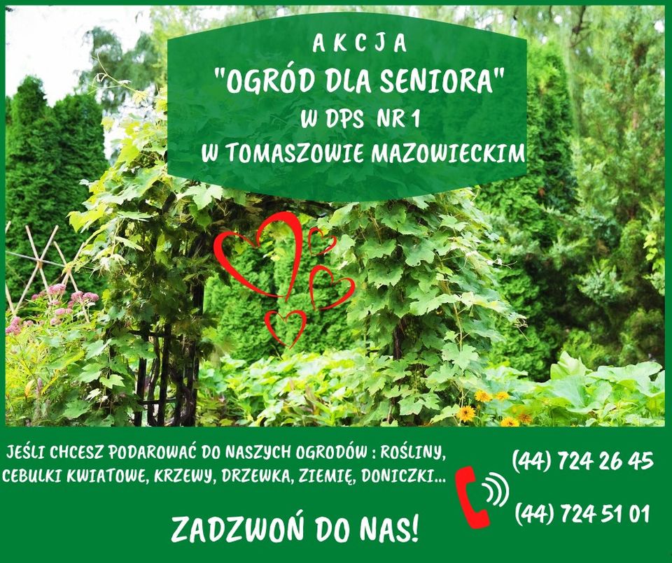 Na zdjęciu: plakat akcji „Ogród dla Seniora” w Domu Pomocy Społecznej nr 1 w Tomaszowie Mazowieckim