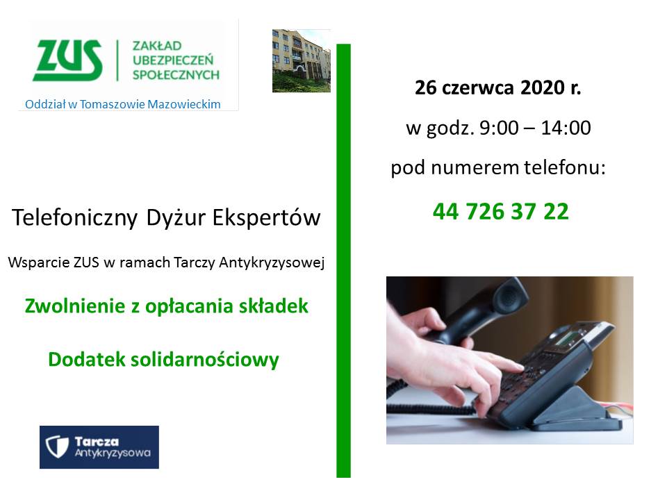 Już w najbliższy piątek telefoniczny dyżur w tomaszowskim oddziale ZUS