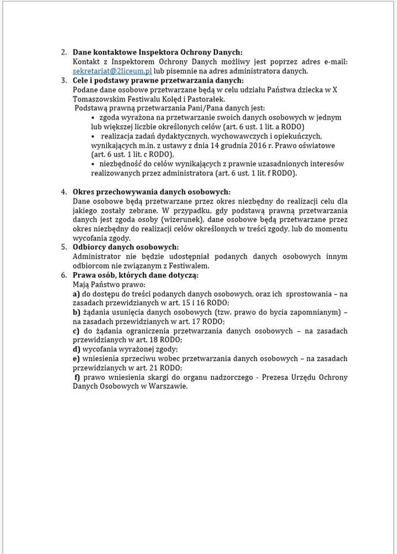 Na zdjęciu: Regulamin X Tomaszowskiego Festiwalu Kolęd i Pastorałek - strona 4 II LO zaprasza do udziału w X Tomaszowskim Festiwalu Kolęd i Pastorałek – on-line