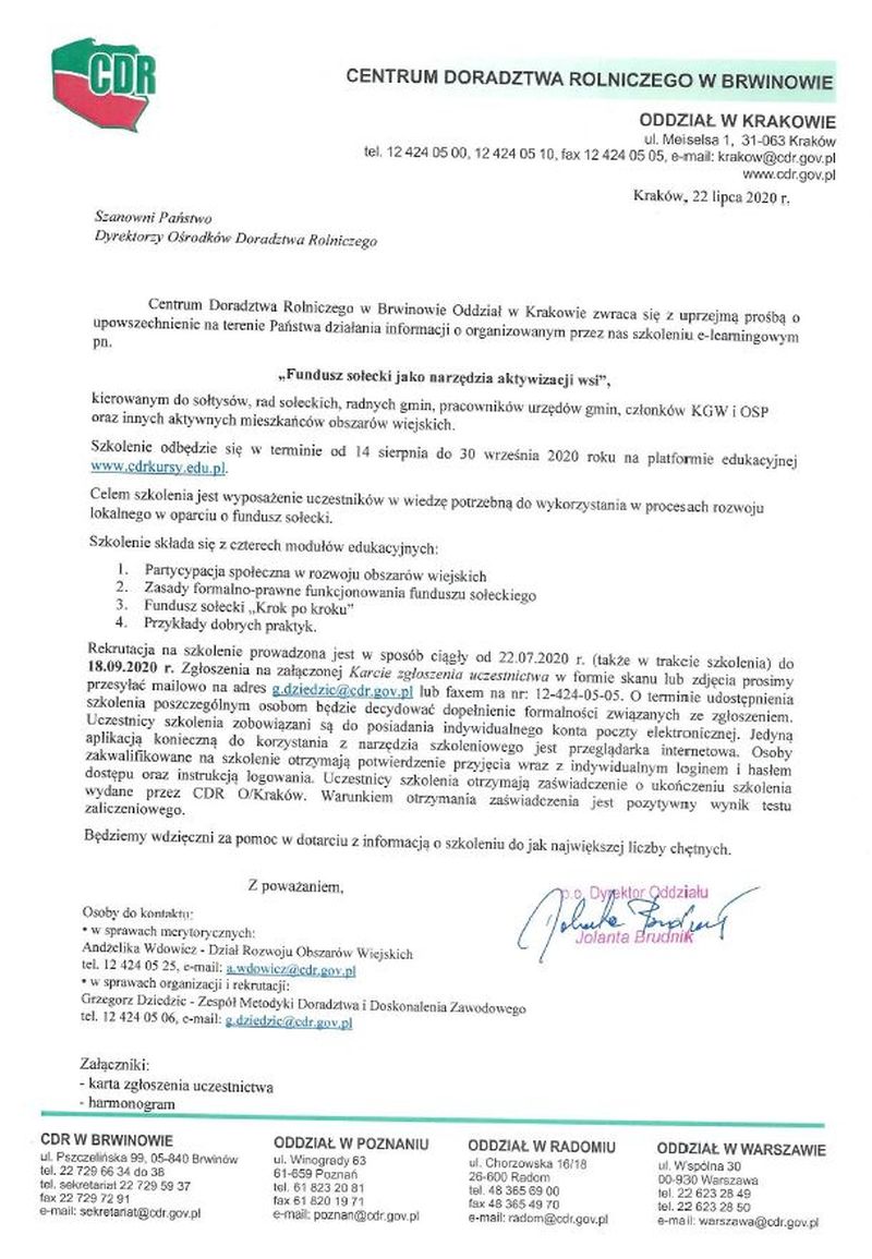 Szkolenie e-learningowe "Fundusz sołecki jako narzędzie aktywizacji wsi"
