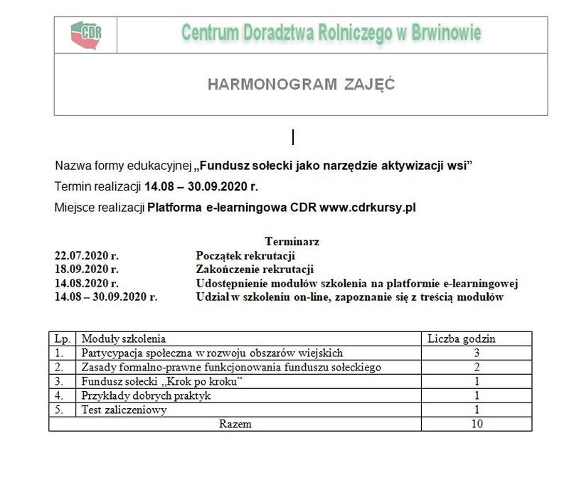 Szkolenie e-learningowe "Fundusz sołecki jako narzędzie aktywizacji wsi"