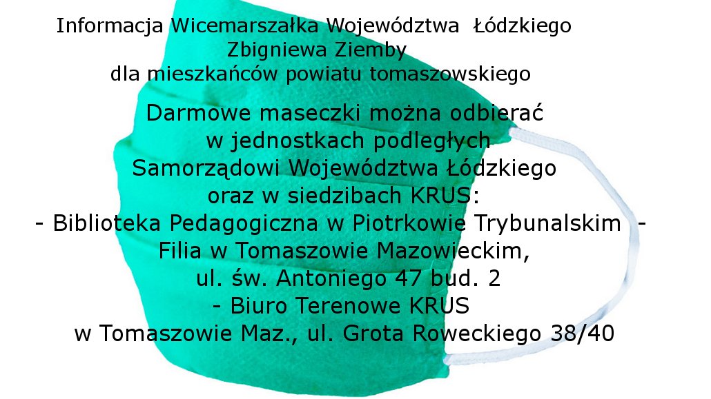 Darmowe maseczki można odbierać w Tomaszowie