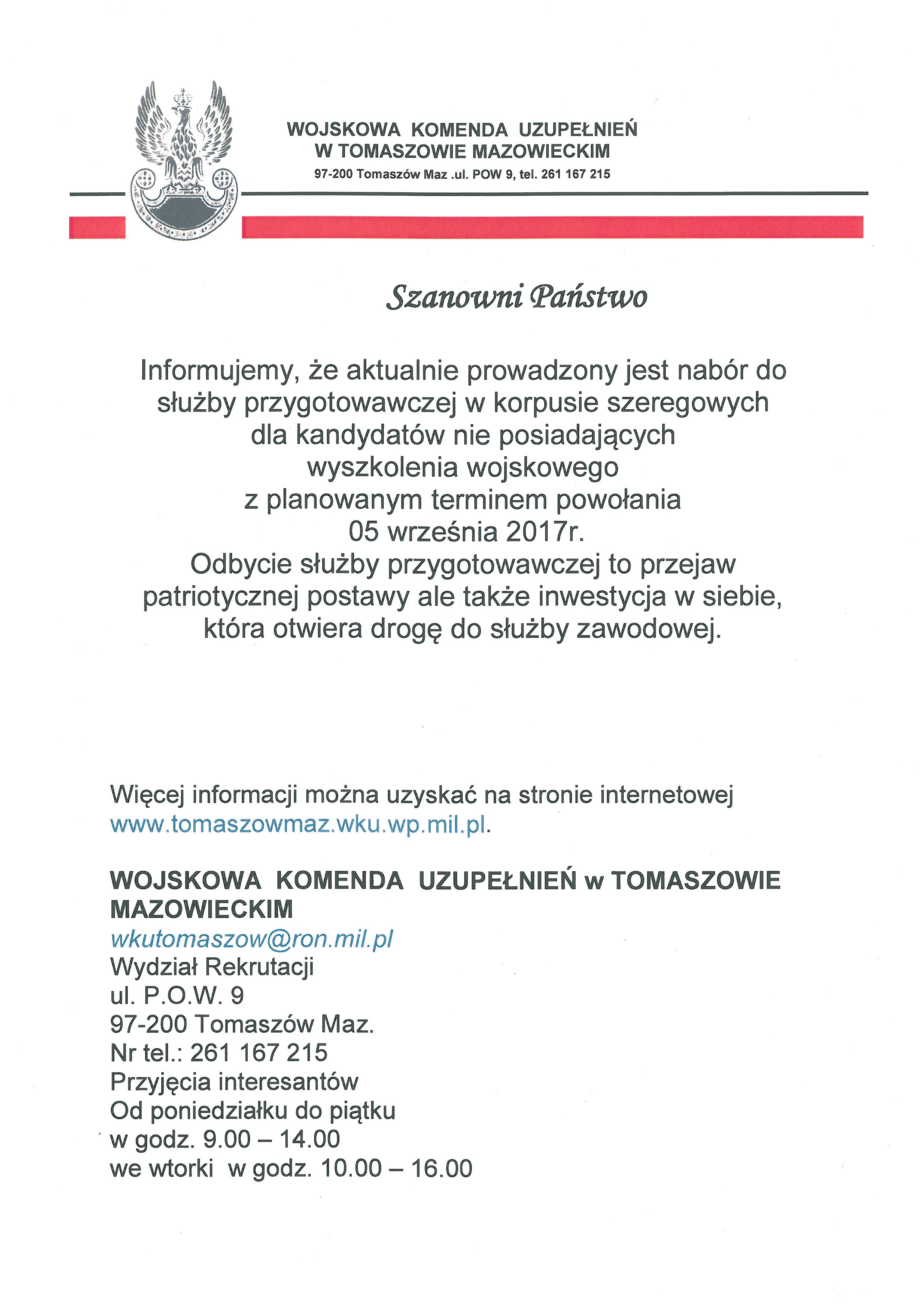 Nabór do służby przygotowaczej w korpusie szeregowych