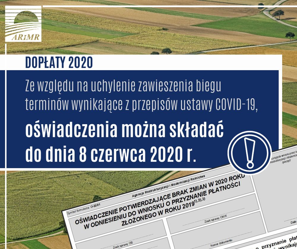 Dopłaty 2020 dla rolników: Ostateczny termin składania oświadczeń mija 8 czerwca Dopłaty 2020 dla rolników: Ostateczny termin składania oświadczeń mija 8 czerwca