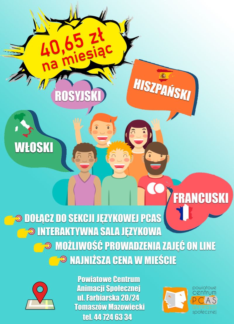 Trwa nabór do sekcji językowych w Powiatowym Centrum Animacji Społecznej