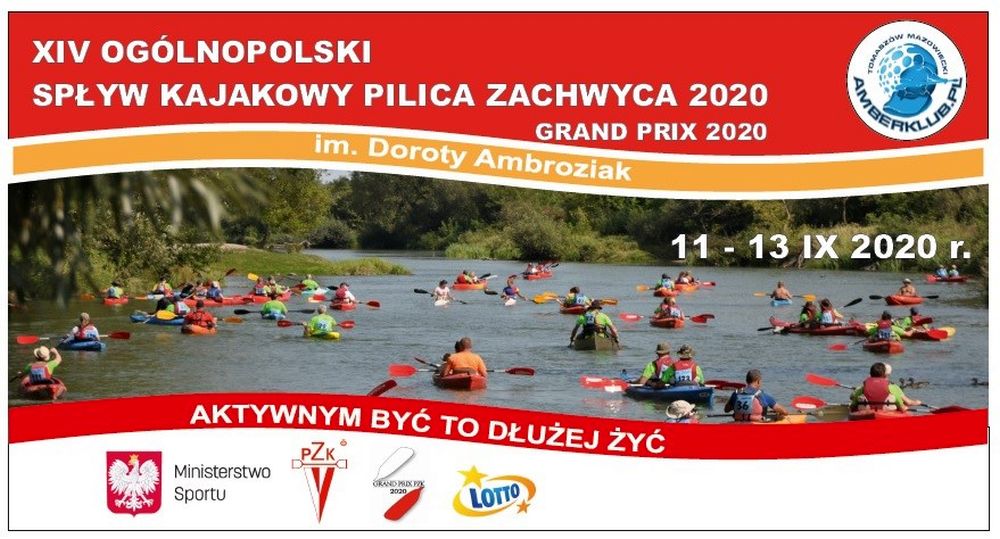 Klub Sportowy AMBER zaprasza na XIV edycję Ogólnopolskiego Spływu Kajakowego „Pilica zachwyca 2020” im. Doroty Ambroziak 