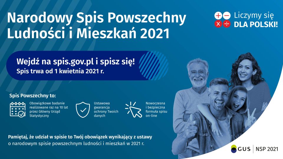 Na zdjęciu: plakat Narodowego Spisu Powszechnego Ludności i Mieszkań 2021