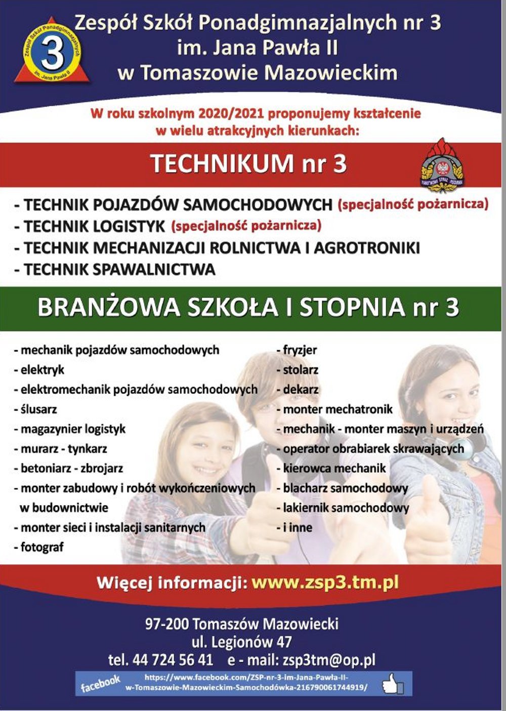 ZSP nr 3 zaprasza absolwentów szkół podstawowych do kontynuowania nauki w roku szkolnym 2020/2021