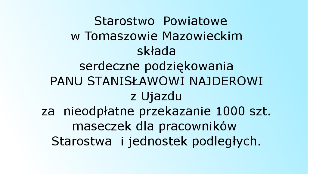 Podziękowanie dla pana Stanisława Najdera z Ujazdu