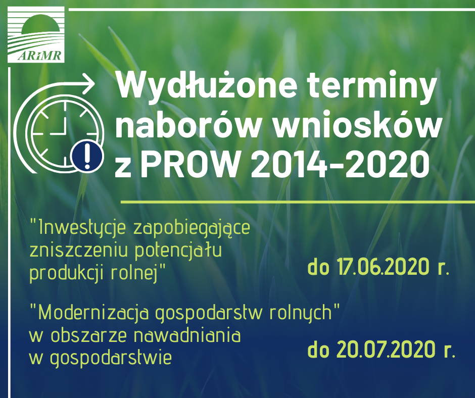 Komunikat ARiMR: Wydłużone terminy naborówz PROW 2014-2020