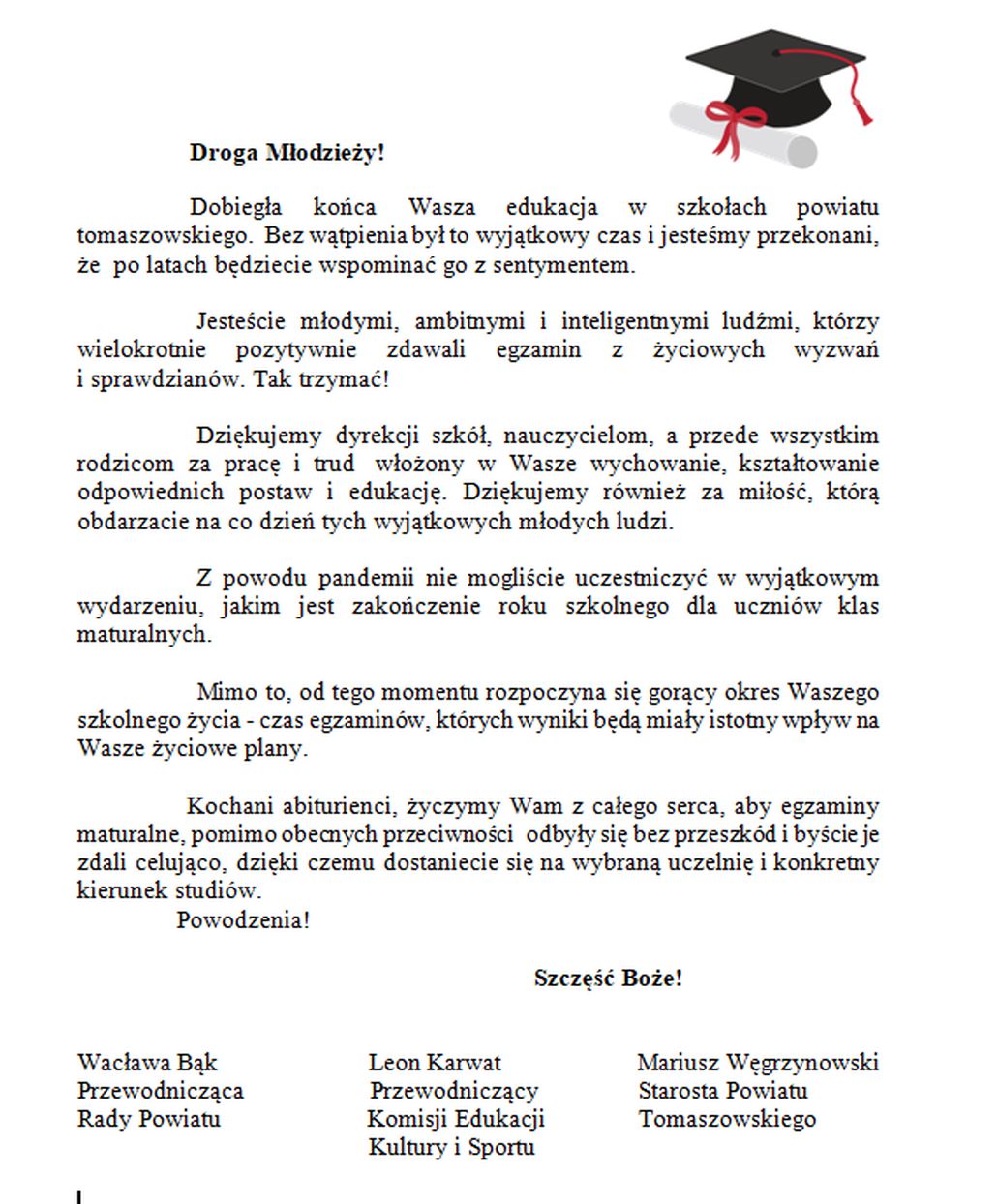 Powodzenia na egzaminie dojrzałości